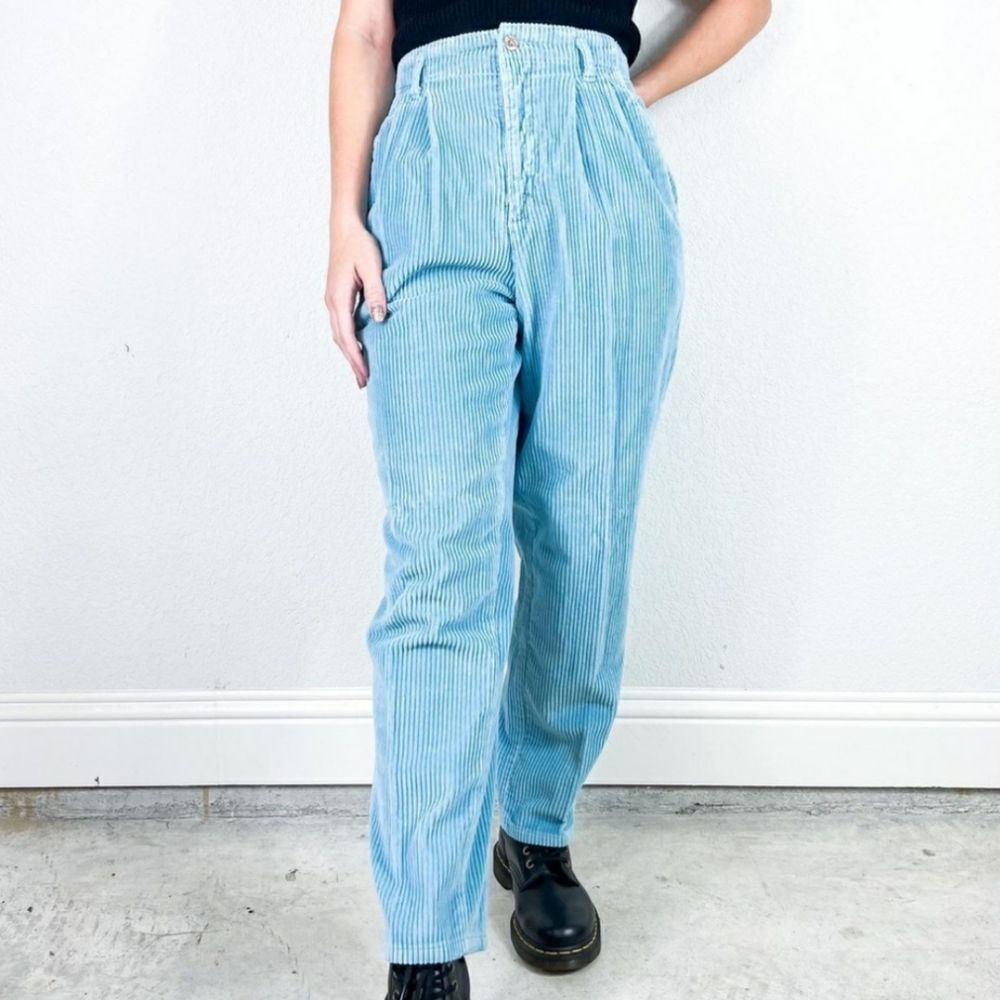 High Waist Vintage Corduroy Grey Classic Retro Corduroy High Rise - Picture 4 of 8